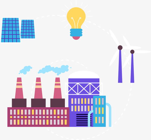 免費扁平彩色污染工廠免摳PNG素材 助力循環(huán)設計與電商廣告創(chuàng)意